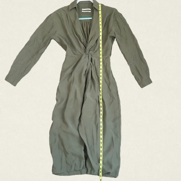 Anthropologie Long Sleeve V-Neck Knot Front Midi Dress - Picture 8 of 15